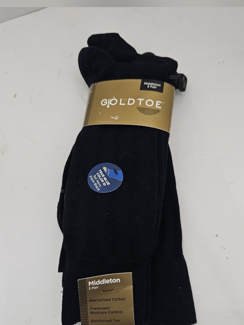 Gold Toe Men's Middleton Dress Rib Socks 3-Pack - Navy Blue NWT One Size